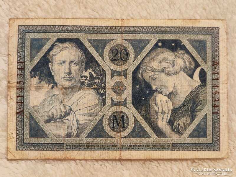 1915-ös 20 birodalmi márkás (VF-) | 1 db bankjegy