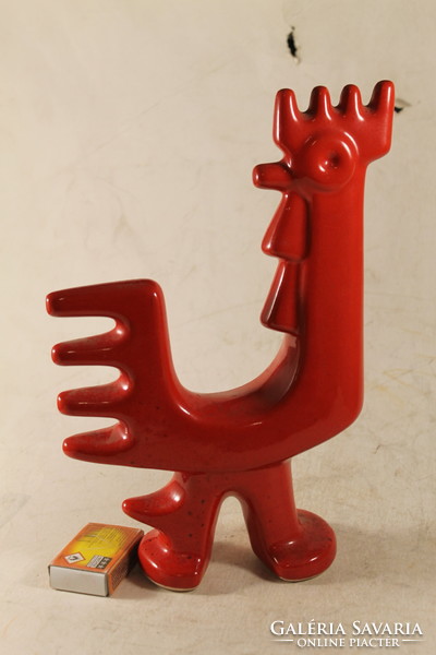 Art deco signed glazed ceramic rooster 610