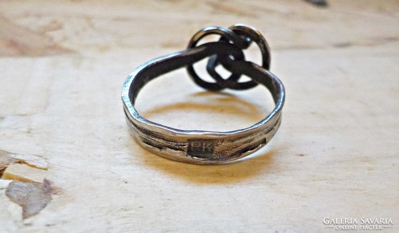 Industrial artist silver ring with rk mark