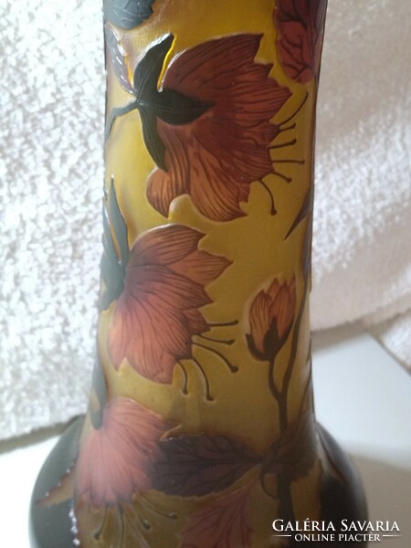 Beautiful huge flower-pattern tip galle vase, 40 cm high
