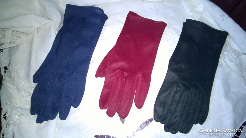 Antique flawless elegant thin-satin?-Material gloves-black, midnight blue, ruby red