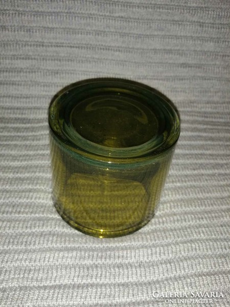 Green glass object, e.g. Pencil holder, candle holder... Etc (a14)