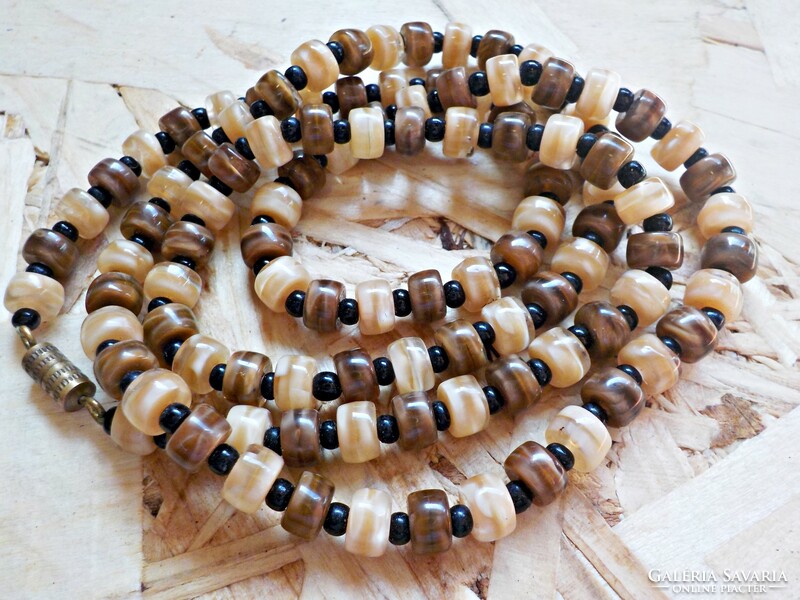 Old brown glass bead necklace