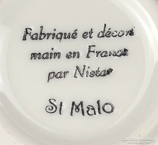 1Q969 Vintage francia St Malo kerámia mázlis tál BLANKA - BLANCHE