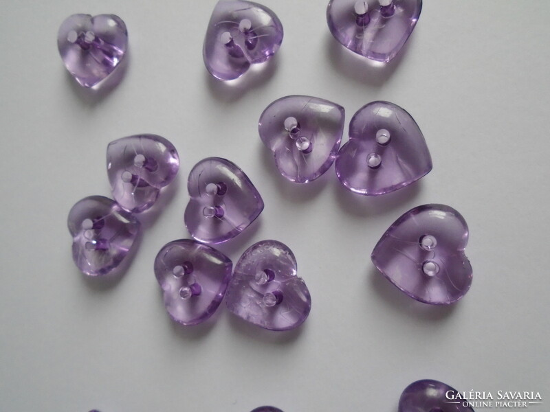 14 Pcs. Purple glass effect plastic buttons.