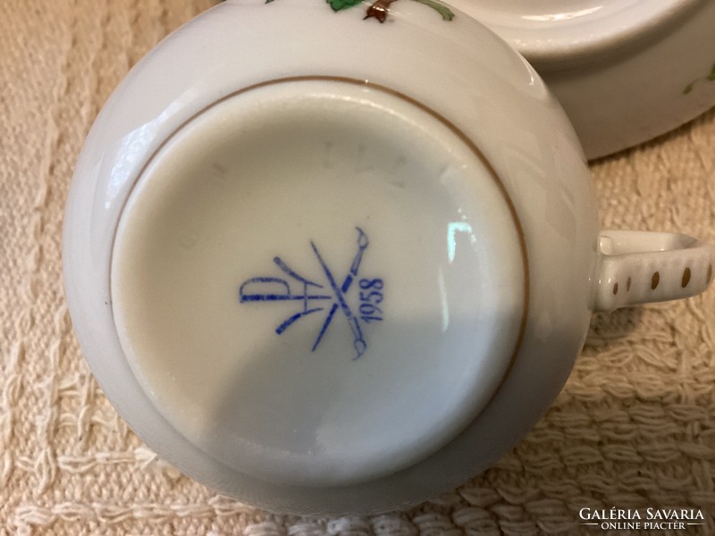 Herendi Eton mintás jelzett 1958-as porcelán kávés csésze plusz alj