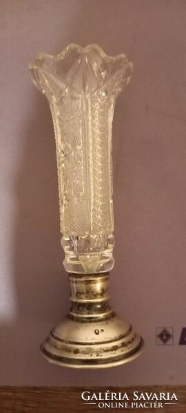 Ezüst- Kristály váza,  a képek alapján,  jelzett,  1930 as évek