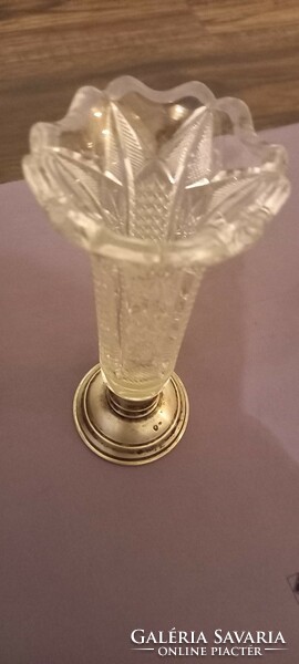 Ezüst- Kristály váza,  a képek alapján,  jelzett,  1930 as évek