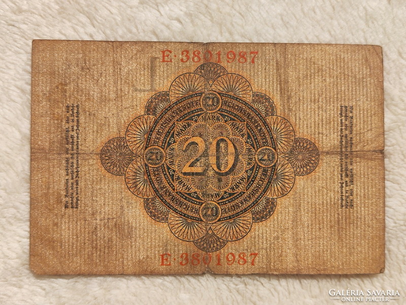 1910-es 20 birodalmi márkás (F+) | 1 db bankjegy