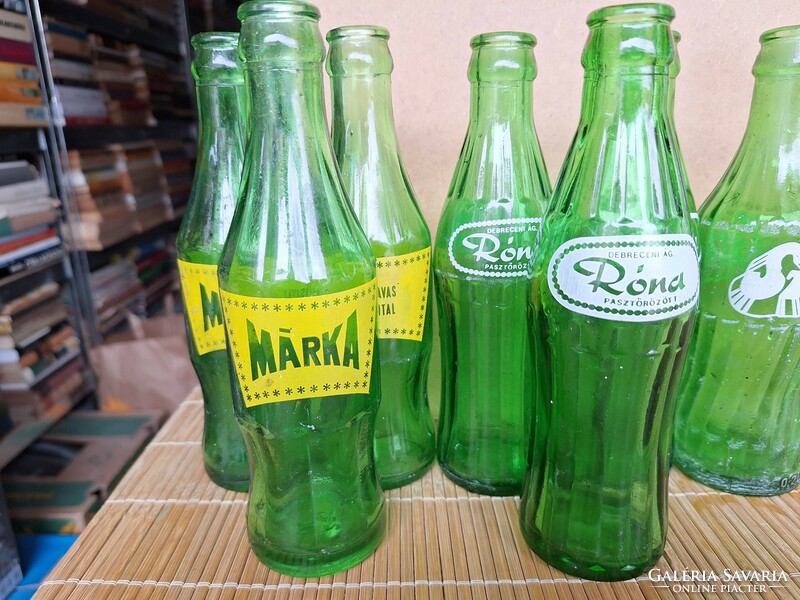 Retro small soda bottles. 13 pcs. (Róna, brand, coca, etc.)