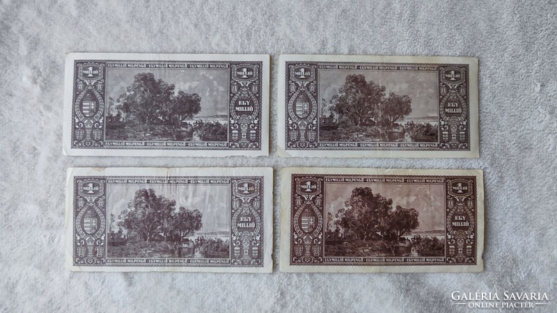 4 pieces of 1 million milpengő, 1946 (vf)