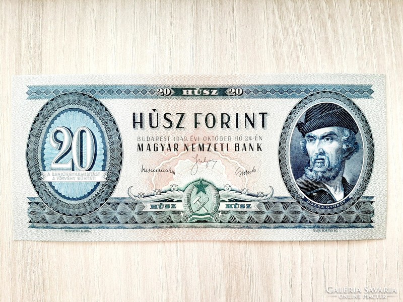 Igen RITKA ! 20 forint bankjegy 1949 UNC Rákosi címer gyönyörű állapot