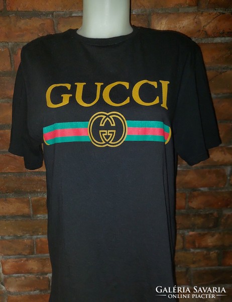 GUCCI unisex fekete póló XL-es