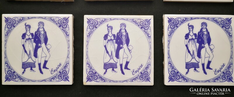6 decorative tiles with patterns of fashion periods empire, biedermeier