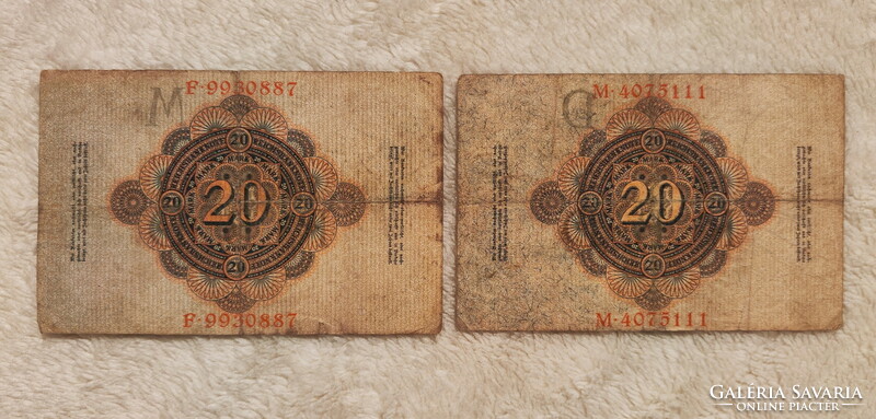 20 imperial stamps of 1910 and 1914 (vf-f) | 2 banknotes
