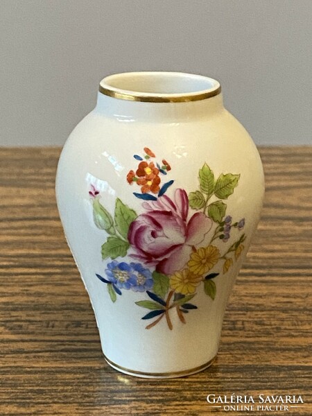 Herendi petite bouquet de rose (pbr) flower painted porcelain vase 6.5 cm