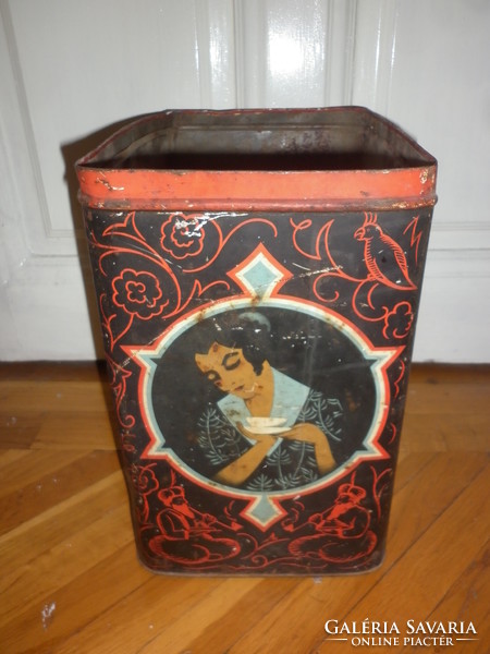 Antique large tea metal box tea box