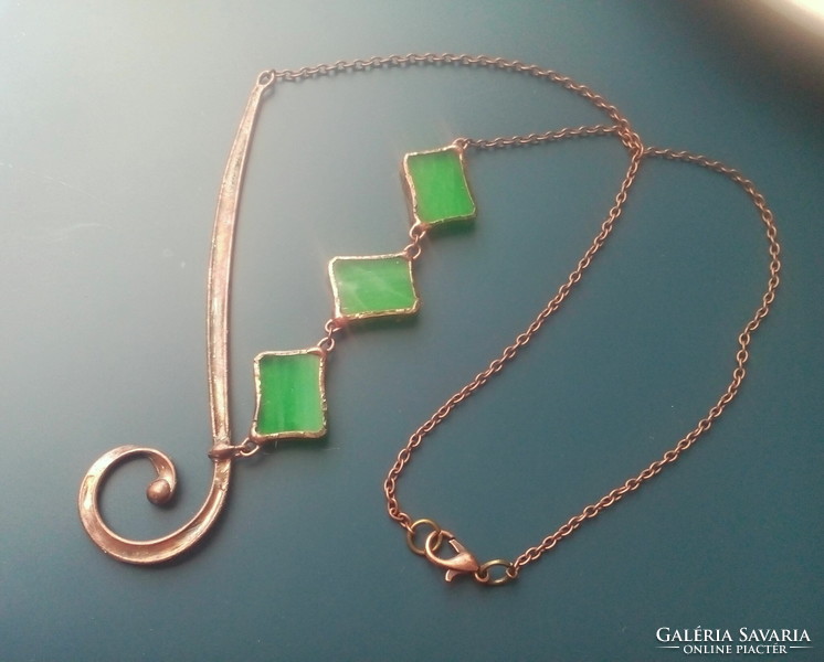 Special glass jewelry, green necklace