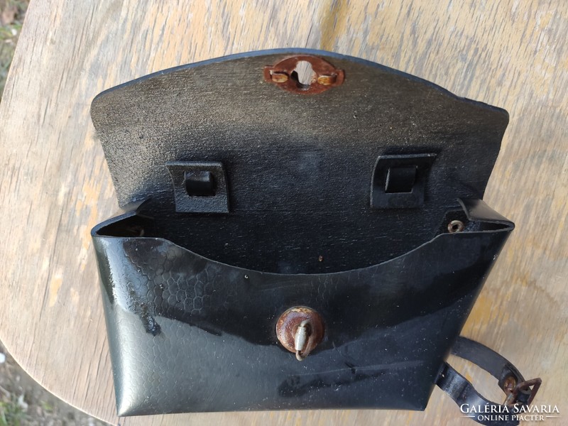 Old leather bike bag