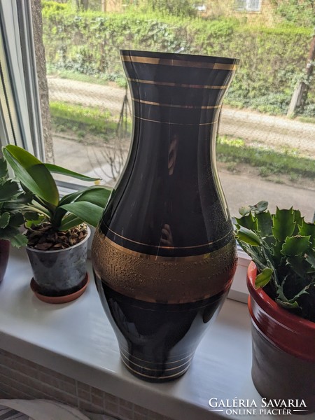 Painted (black) glass floor vase (40 cm high)