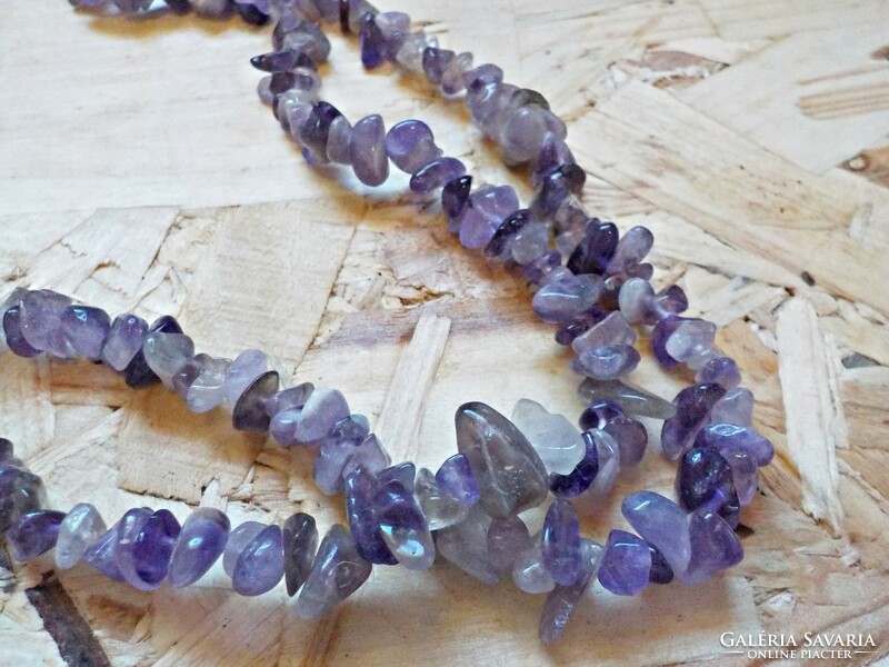 Long necklace with amethyst mineral beads