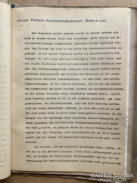 Julius Pintsch A.G, Berlin - Sauggasanlage antik műszaki ismertető ,1908