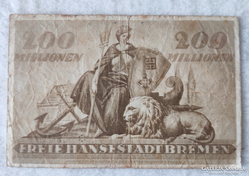 Inflation notgeld, 200 million marks - Federal State of Bremen, 1923 (f)