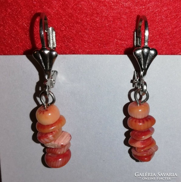 Mineral earrings (simple) - coral