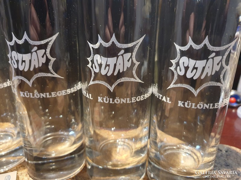 Retro gilded star soda glasses in their box, social real cooper