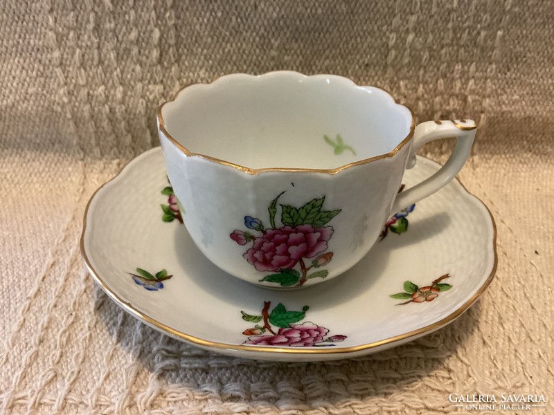 Herend Eton pattern marked 1958 porcelain coffee cup plus base