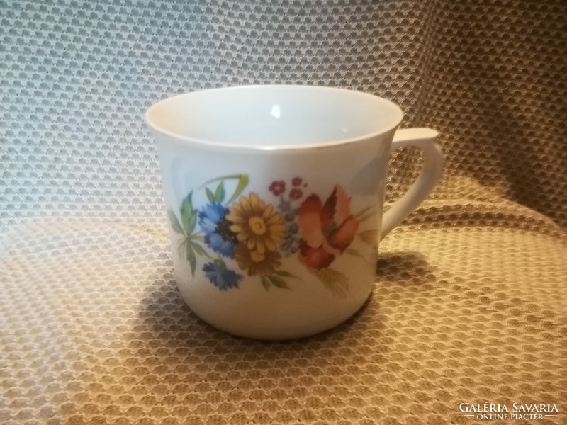 Large Czech porcelain mug with field flower bouquet pattern