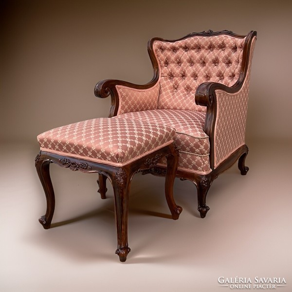 Unique classic style reading armchair - winged armchair now with footrest as a gift