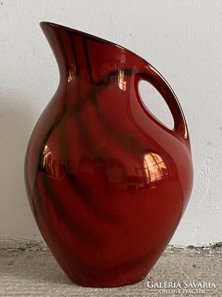 Sinkó (zsolnay) ox blood glazed pourer or vase