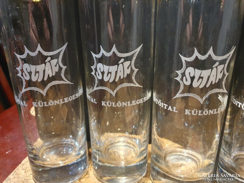 Retro gilded star soda glasses in their box, social real cooper