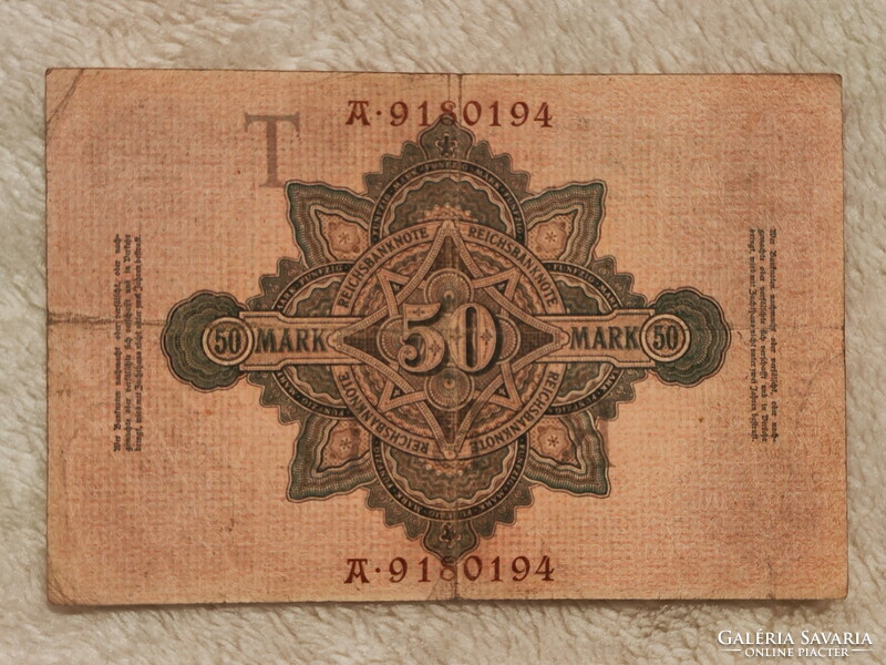 1910 50 Imperial Marks (f+) | 1 banknote