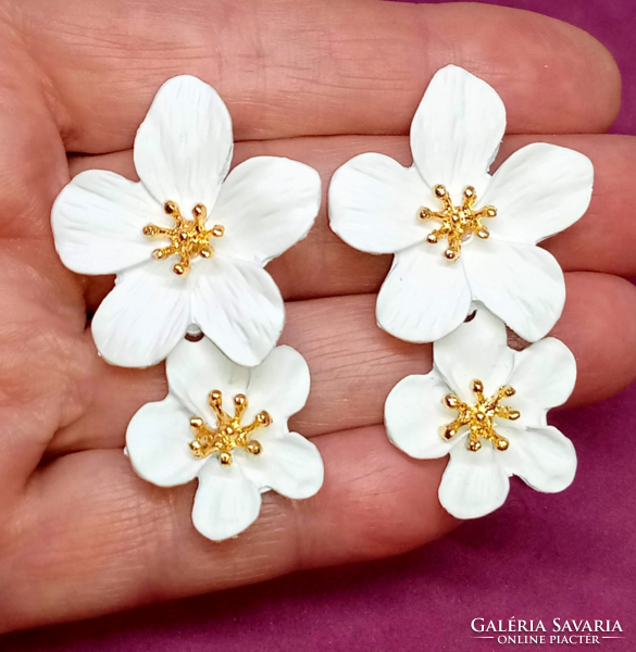 Barackfa virág fehér duplavirágos fülbevaló 403