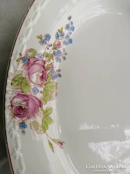 Antique serving bowl with pink forget-me-not decor