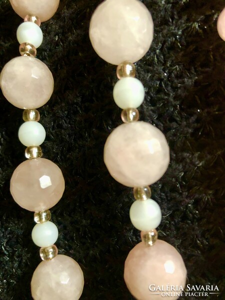 3 Beautiful rose quartz necklaces together