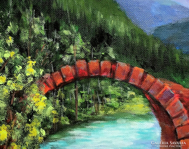 Vörös kőhíd - akrilfestmény - 24 x 30 cm