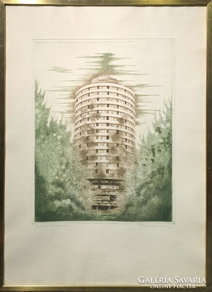 Ábrahám rafael: hotel budapest (etching in frame) capital city hotel