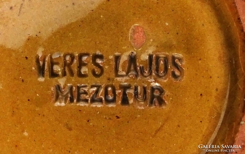 1Q885 Veres Lajos Mezőtúr kerámia tálka pár 12 cm