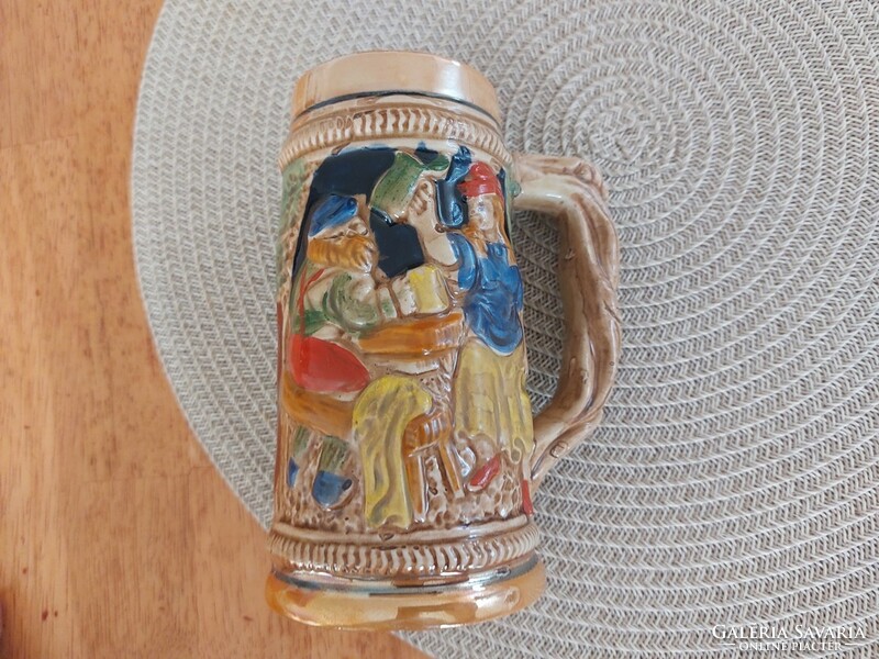 (K) nice German ceramic jug, glass