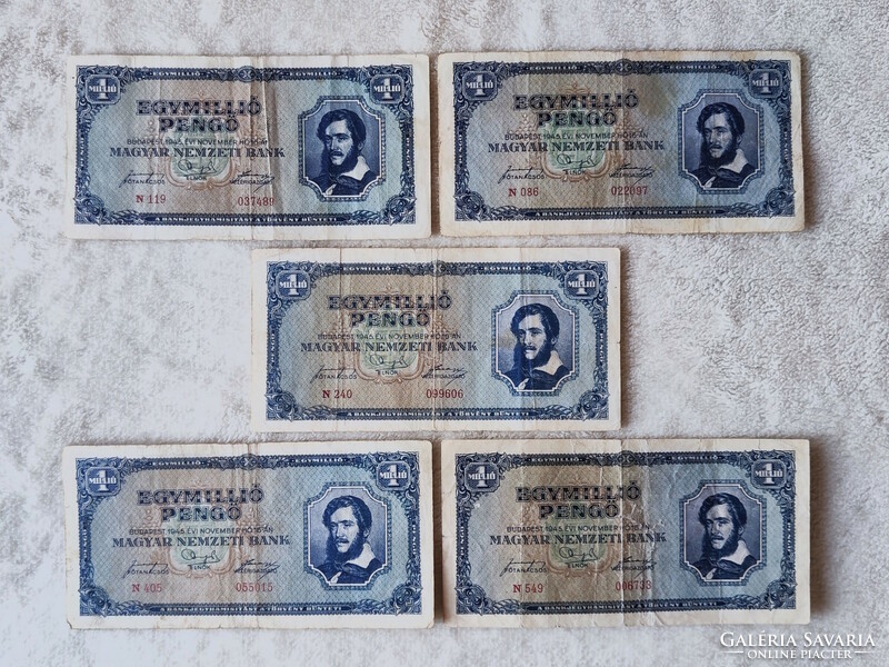 5 Pieces of 1 million pengő, 1945 (f)