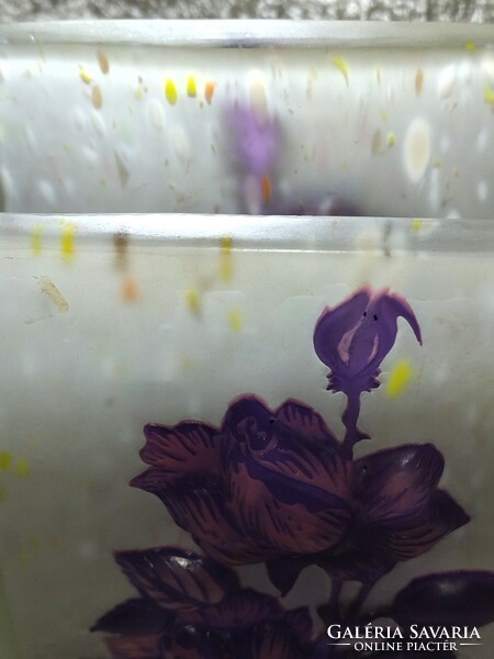 Gyönyörű lila virág mintás Tip Daum Nancy by Gallé váza 22.5 cm magas