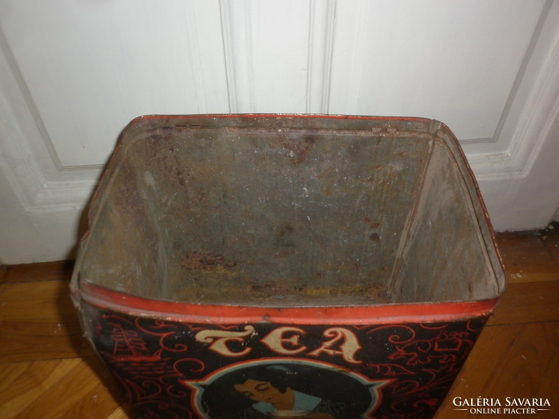 Antique large tea metal box tea box