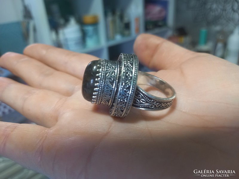 Silver ring with labradorite stone 12 ct, international size 8