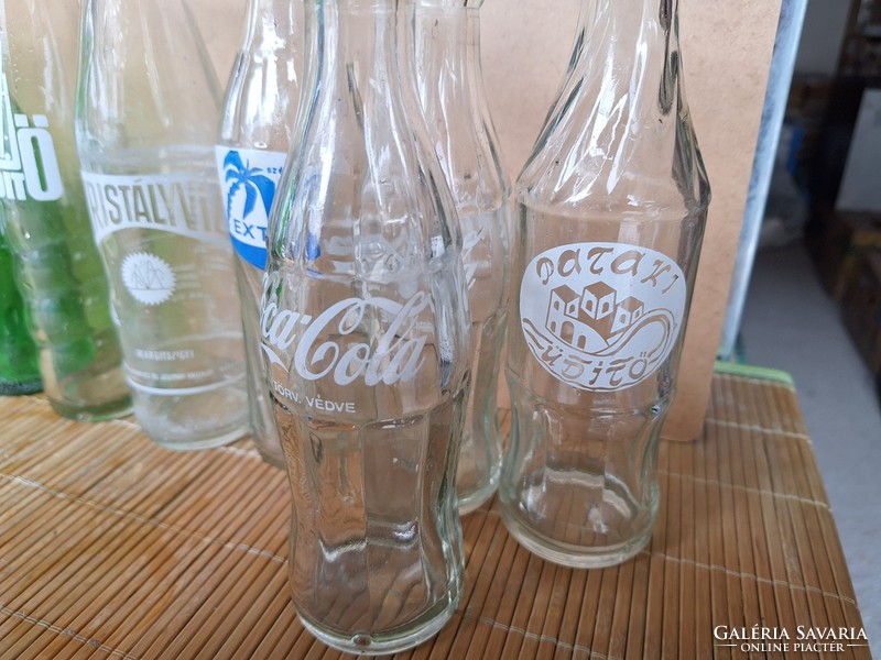 Retro small soda bottles. 13 pcs. (Róna, brand, coca, etc.)