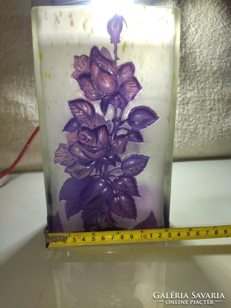Beautiful purple flower pattern tip daum nancy by gallé vase 22.5 cm high