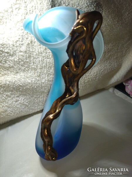 Gyönyörű Pilip Ravert art bronz és űveg váza 26 cm magas