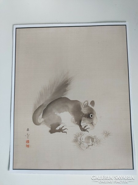 Ázsiai antik nyomat reprodukciója Gyokusho Kawabata 26,3 x 21,2 cm